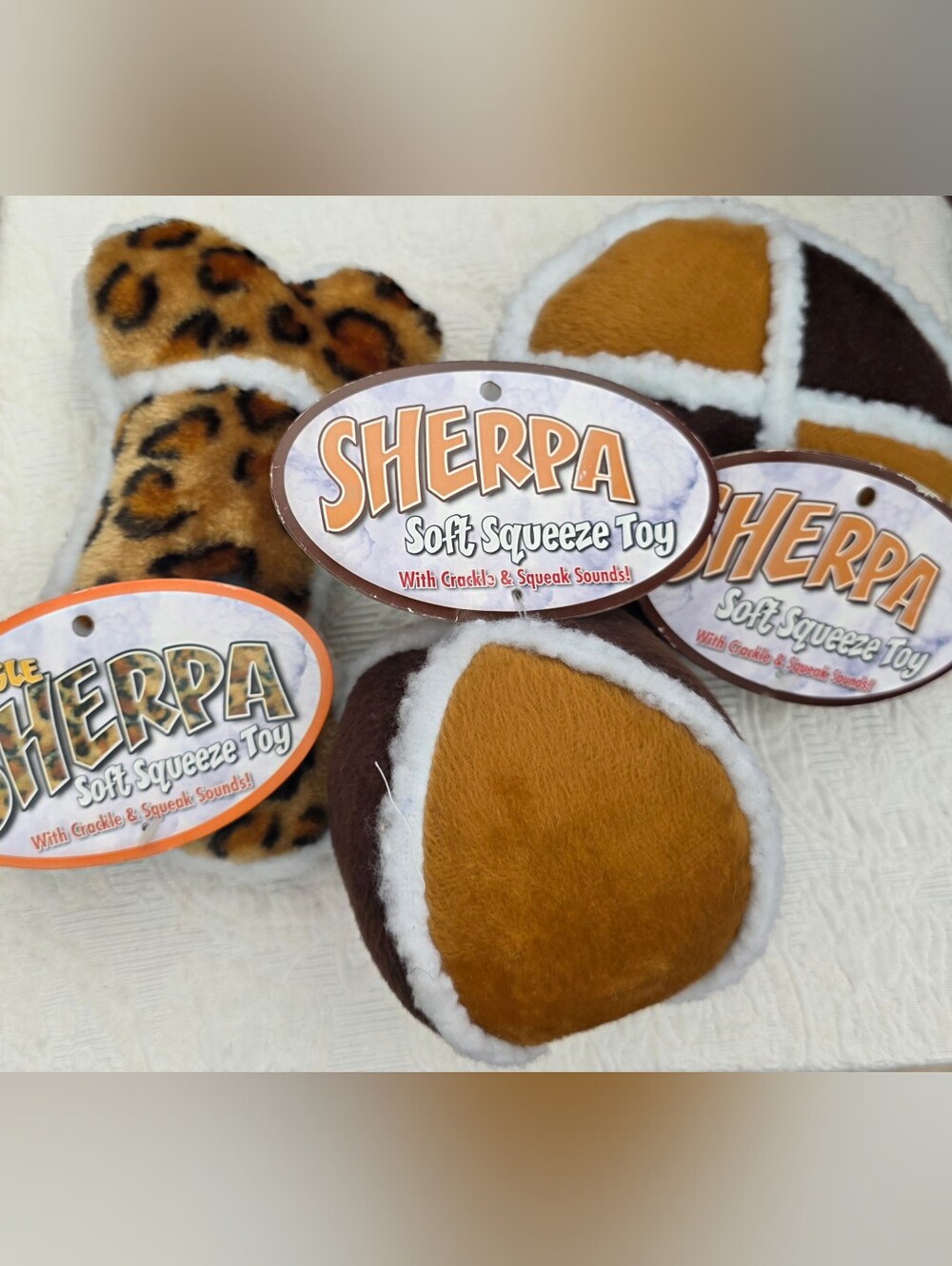 Sherpa Soft Squeeze Dog Toy - Brown & Tan Plush